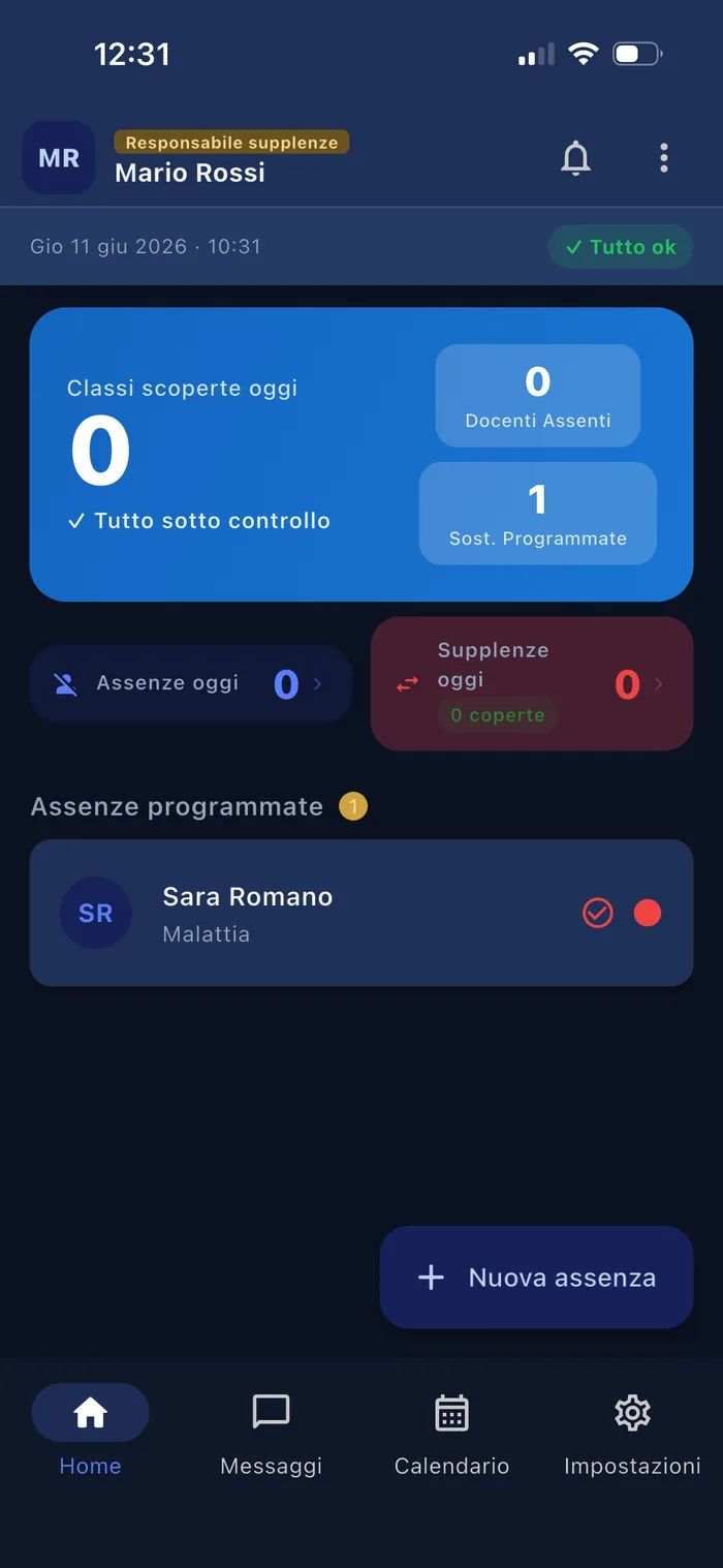 Dashboard normale Cattedra